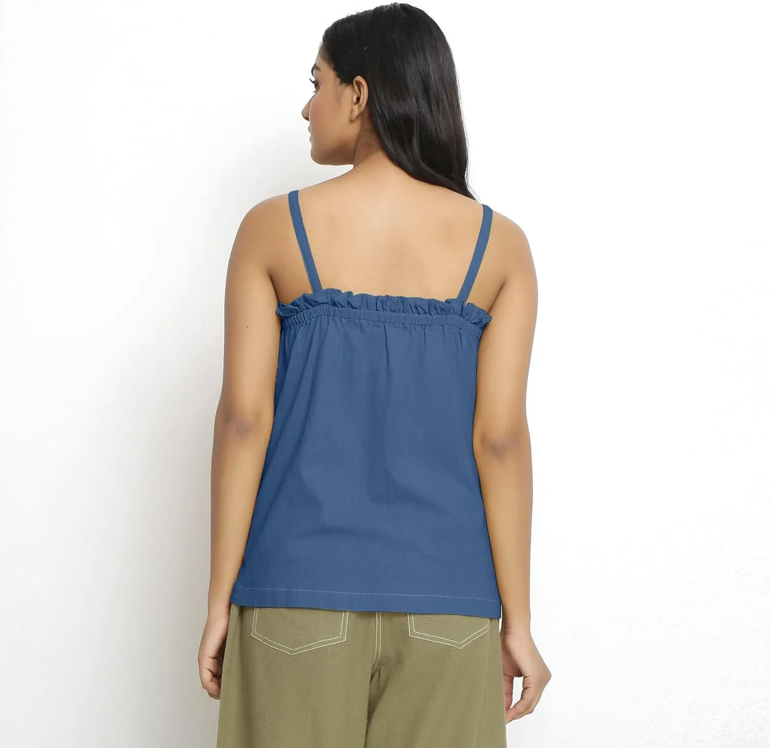 SeamsFriendly Patch Pocket Vegetable Dyed Handspun Cotton Camisole Top for Women