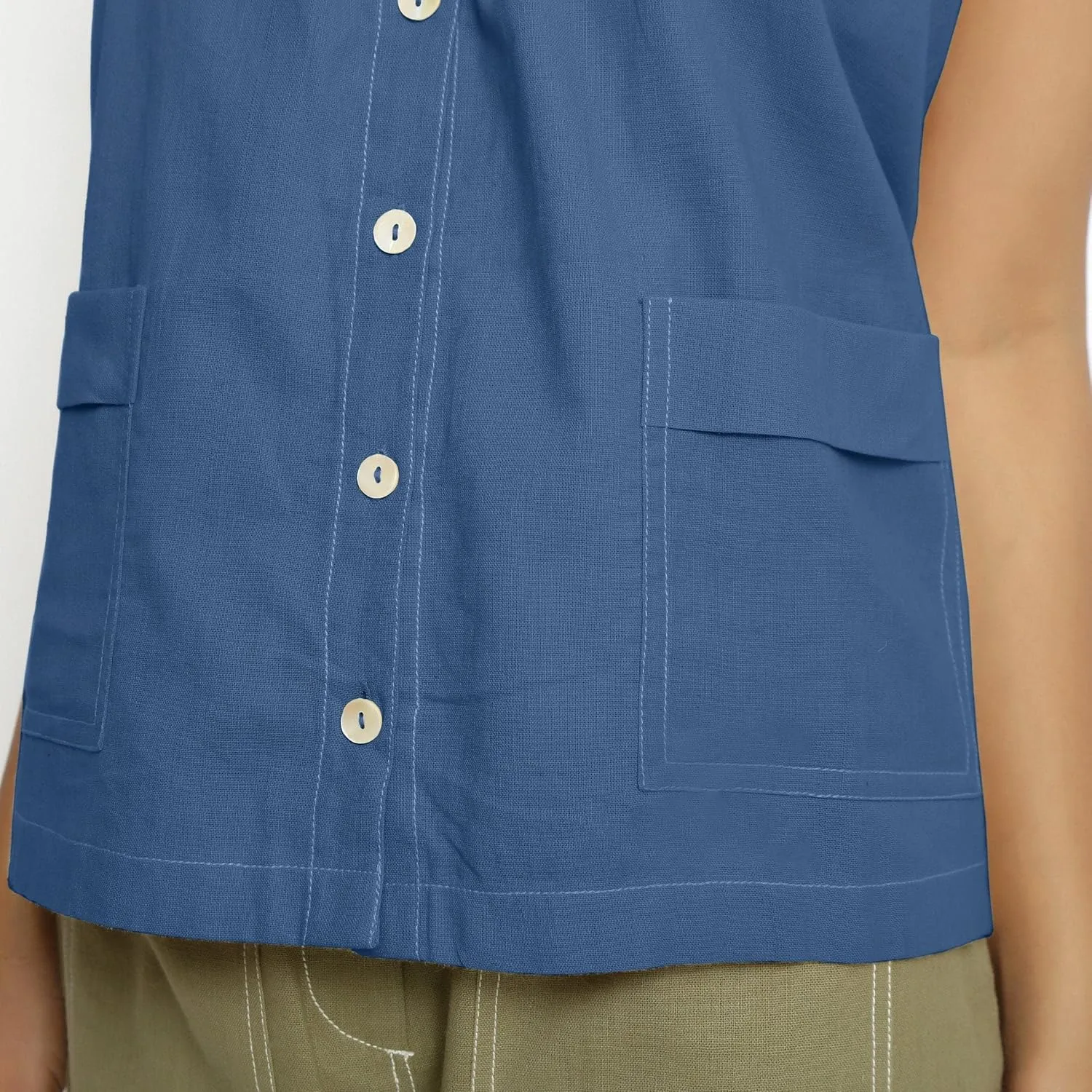 SeamsFriendly Patch Pocket Vegetable Dyed Handspun Cotton Camisole Top for Women