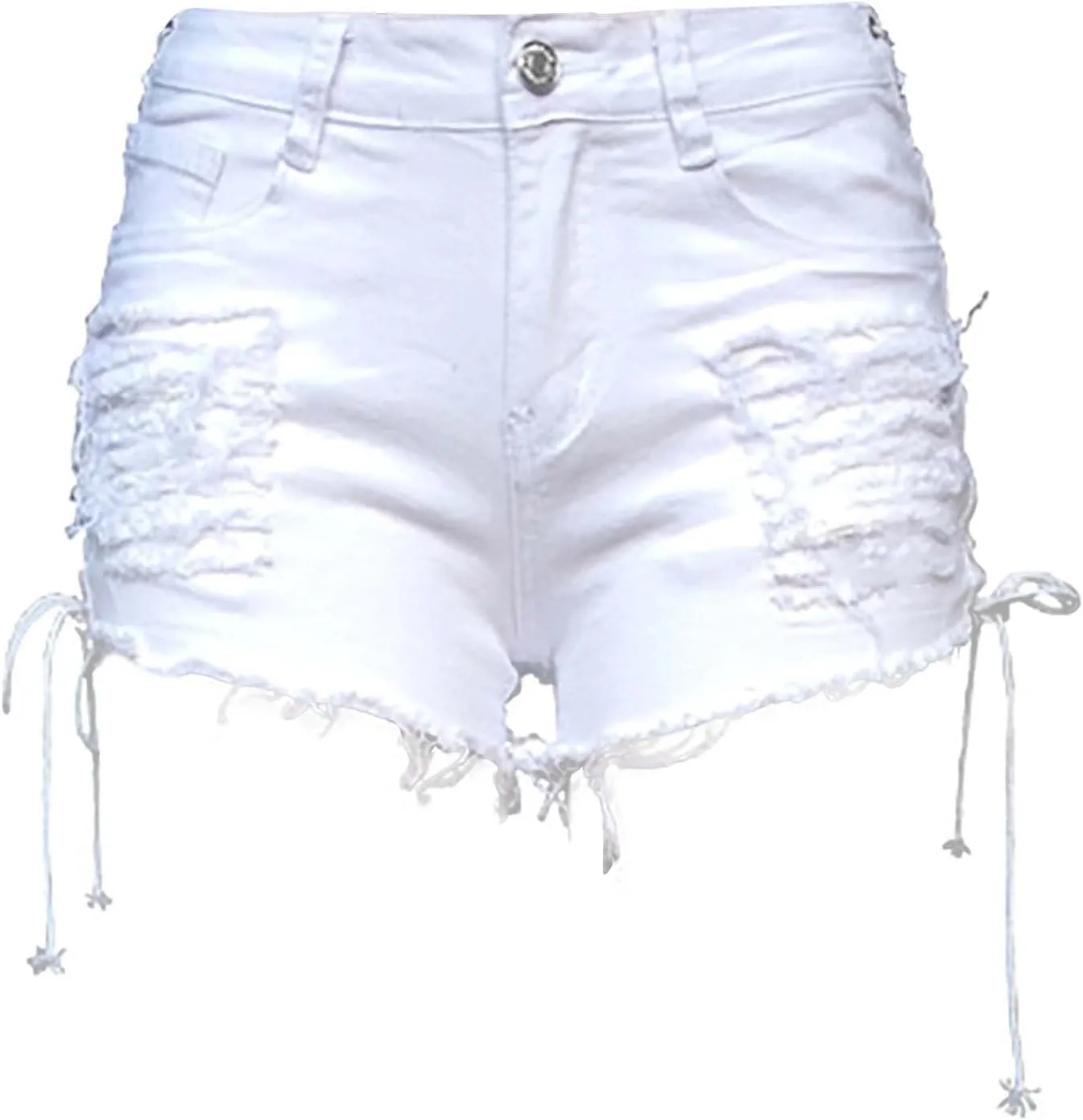 Sexy Jean Shorts Womens High Waisted Butt-Lifting Fringed Denim Short Lace Up Stretch Casual Party Mini Hot Pants