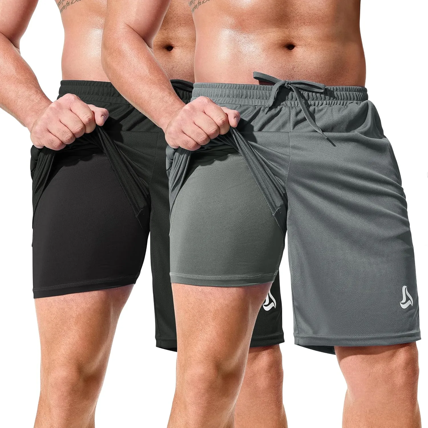 SILKWORLD Men's Athletic Basketball Shorts - 10" Mesh Cool Dry Gym Workout Shorts with Liner and Zipper Pockets
