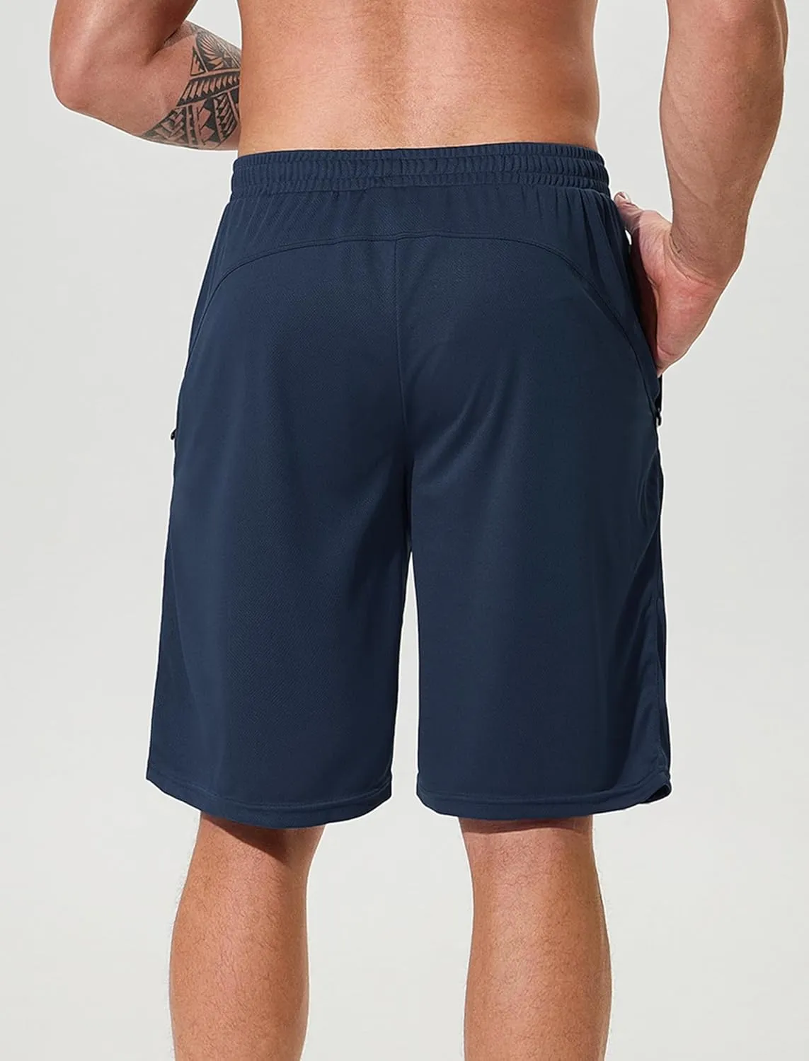 SILKWORLD Men's Athletic Basketball Shorts - 10" Mesh Cool Dry Gym Workout Shorts with Liner and Zipper Pockets