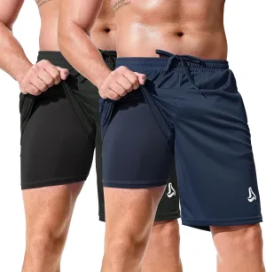 SILKWORLD Men's Athletic Basketball Shorts - 10" Mesh Cool Dry Gym Workout Shorts with Liner and Zipper Pockets