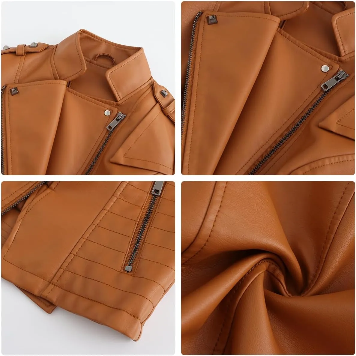 Sister Amy Women PU Leather Jacket Women Bomber Jacket Cropped Zipper Jacket Moto Coat