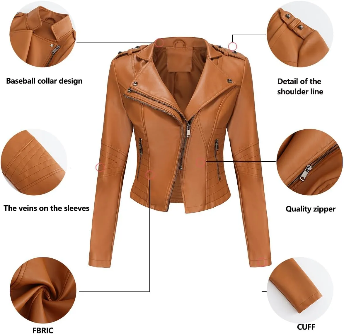 Sister Amy Women PU Leather Jacket Women Bomber Jacket Cropped Zipper Jacket Moto Coat