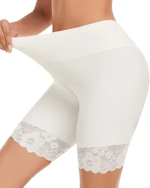 Slip Shorts for Under Dresses and Skirts Mesh Women Anti Chafing Underwear High Waisted Panties Lace Under Shorts