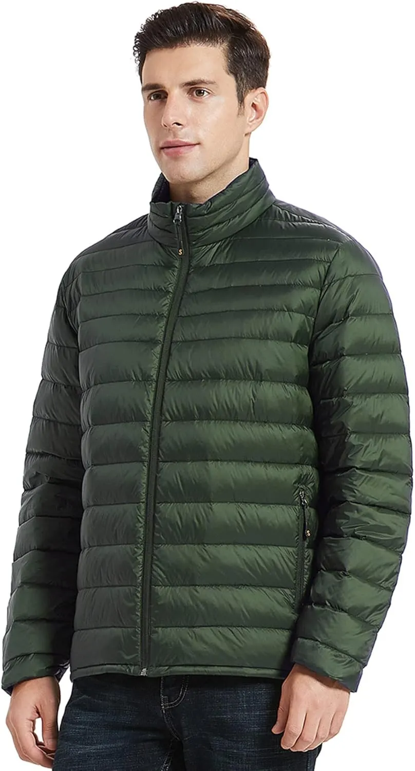 SLOW DOWN Men Lightweight Down Puffer Jakcet, Packable Winter Puffy Down Jacket