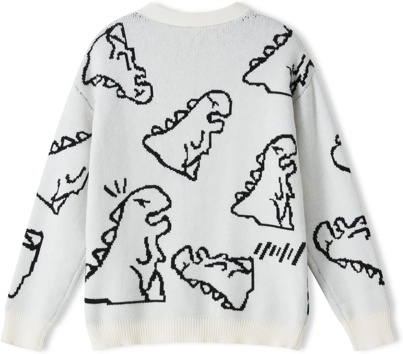 SOLILOQUY Women Cute Dinosaur Sweater Casual Crew Neck Oversized Knitted Pullover Y2K Harajuku Knitwear