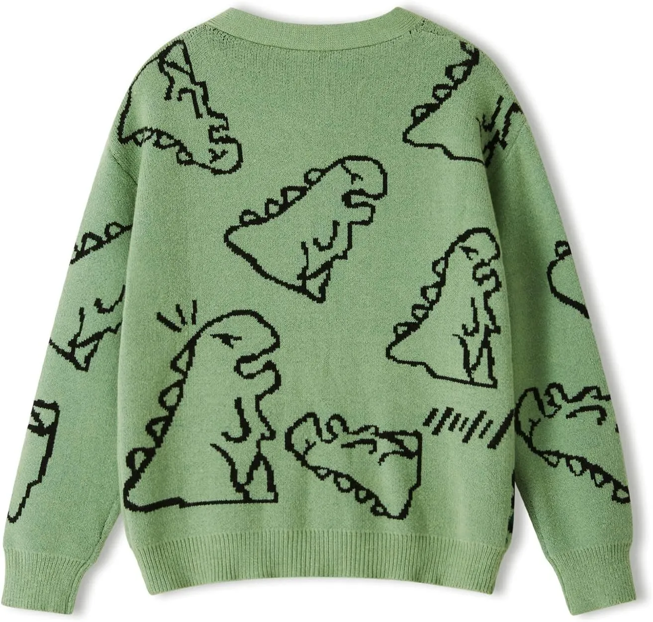 SOLILOQUY Women Cute Dinosaur Sweater Casual Crew Neck Oversized Knitted Pullover Y2K Harajuku Knitwear