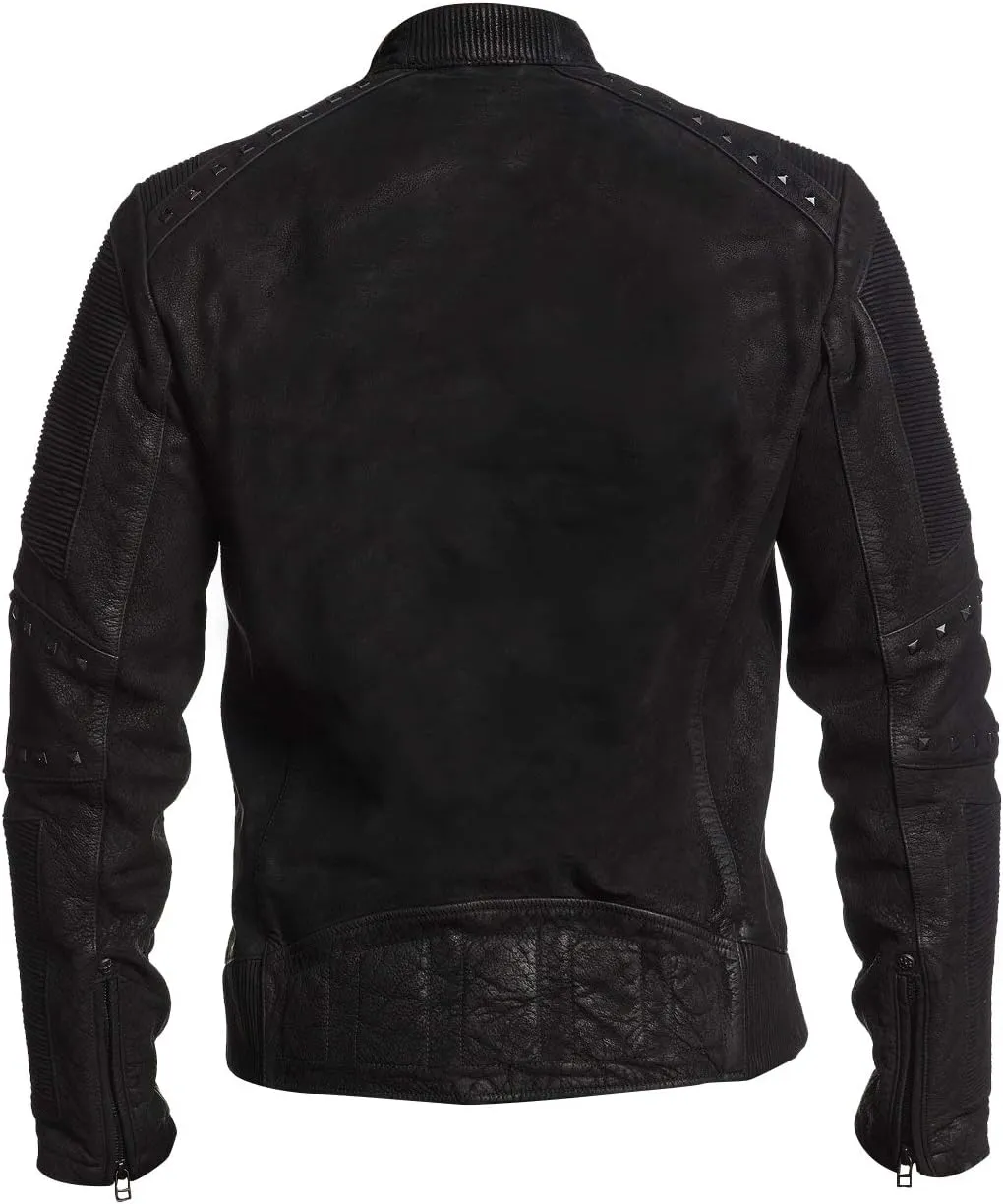 SpazeUp Vintage Motorcycle Leather Jackets for Men - Cafe Racer Biker Retro Moto Distressed Leather Jacket Men