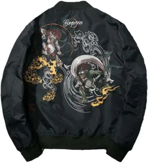 Spring Sukajan Embroidered Jacket Men Cotton Padded Pilot Japan Baseball Coat Clothes Ma-1 Winter Streetwear