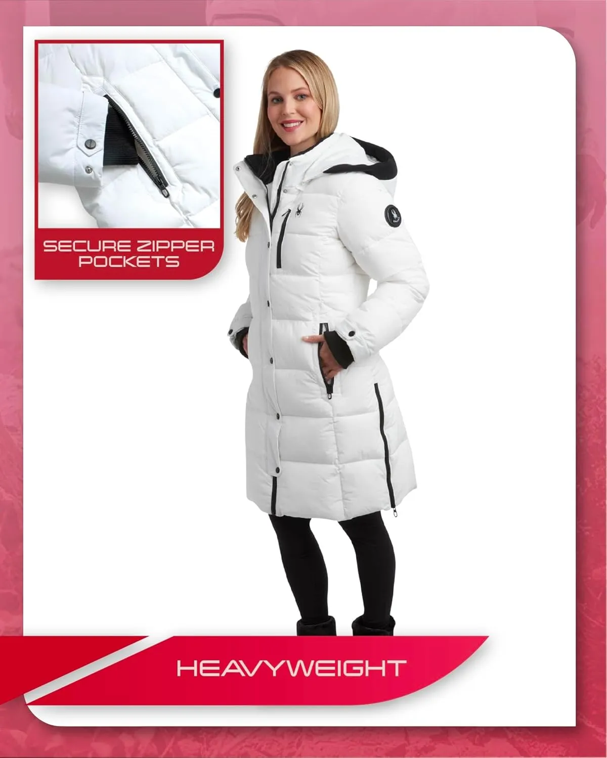 Spyder Women's Long Puffer Jacket - Insulated Full Length Windbreaker Long Down Coat Parka Jacket for Ladies (Sizes: S-XL)