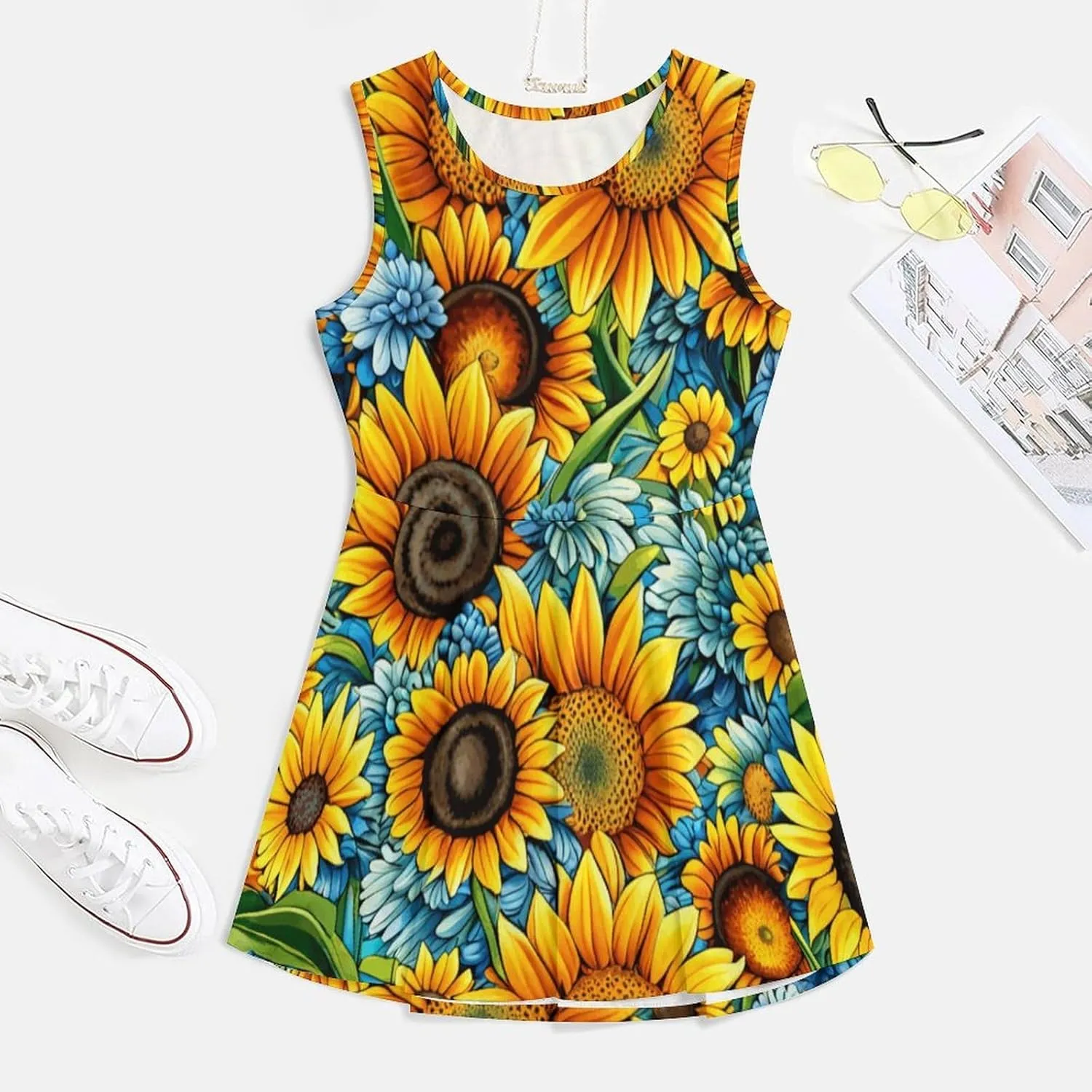 Sunflower Medium Sleeved T-Shirt for Womens Summer Autumn Winter Creativity Top
