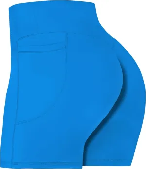 Sunzel No Front Seam Biker Shorts for Women with Pockets, Yoga Workout Gym Bike Shorts with Tummy Control