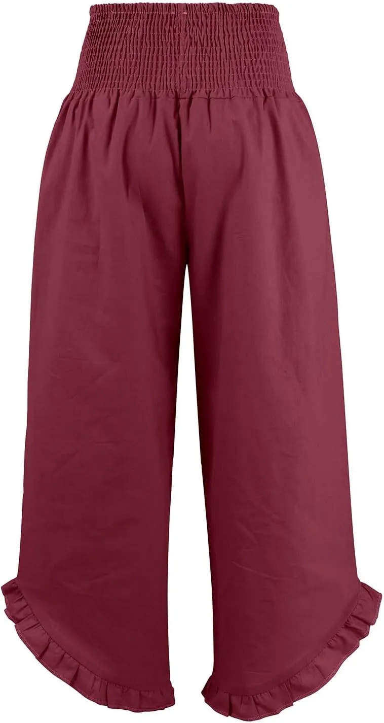 Sweatpants Women,Linen Summer Pants for Women Trendy 2025 Elastic High Waisted Wide Leg Womens Capris with Pockets