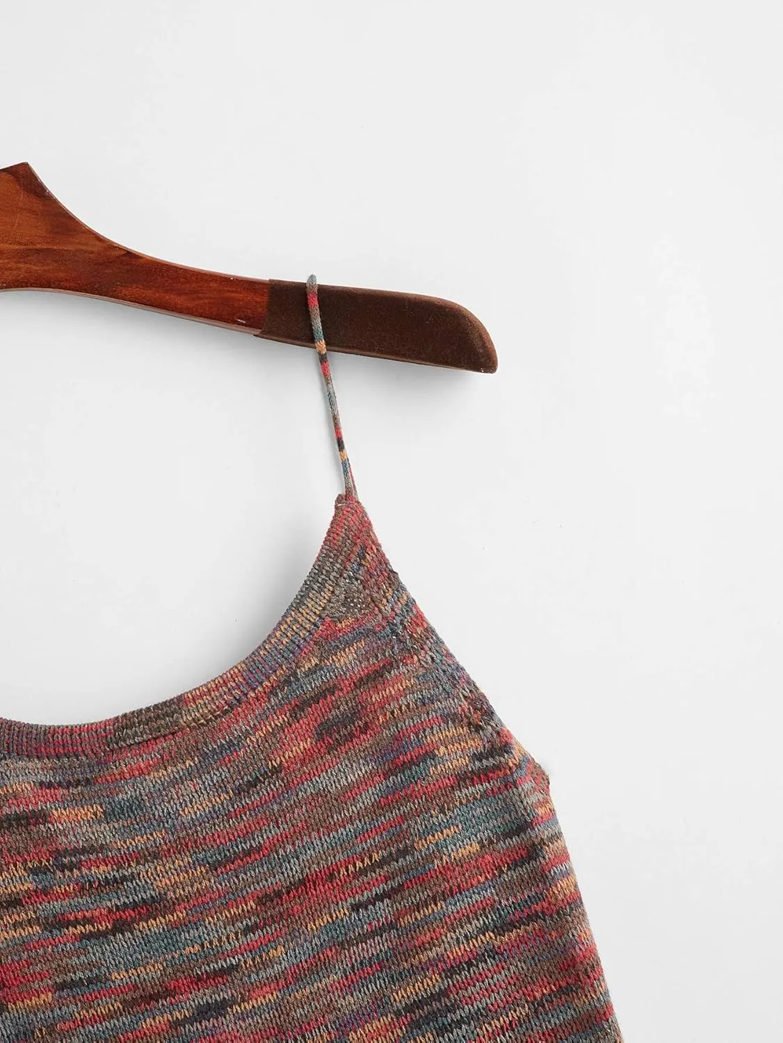 SweatyRocks Women's Sleeveless Space Dye Knit Camisole Criss Cross Backless Crop Top
