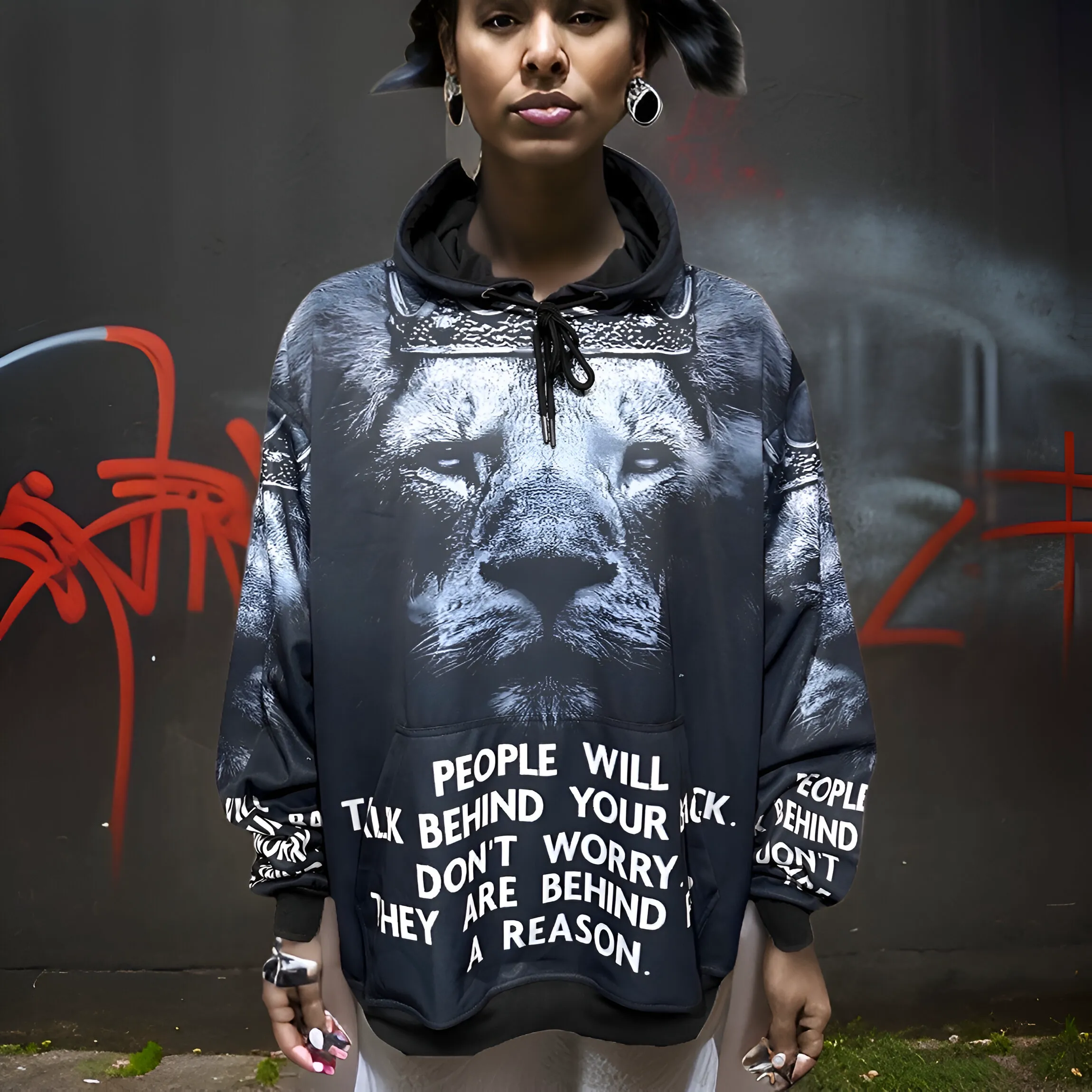 ^TALK BEHIND^ ~LION~ PULLOVER HOODIES (FLEECE LINED)
