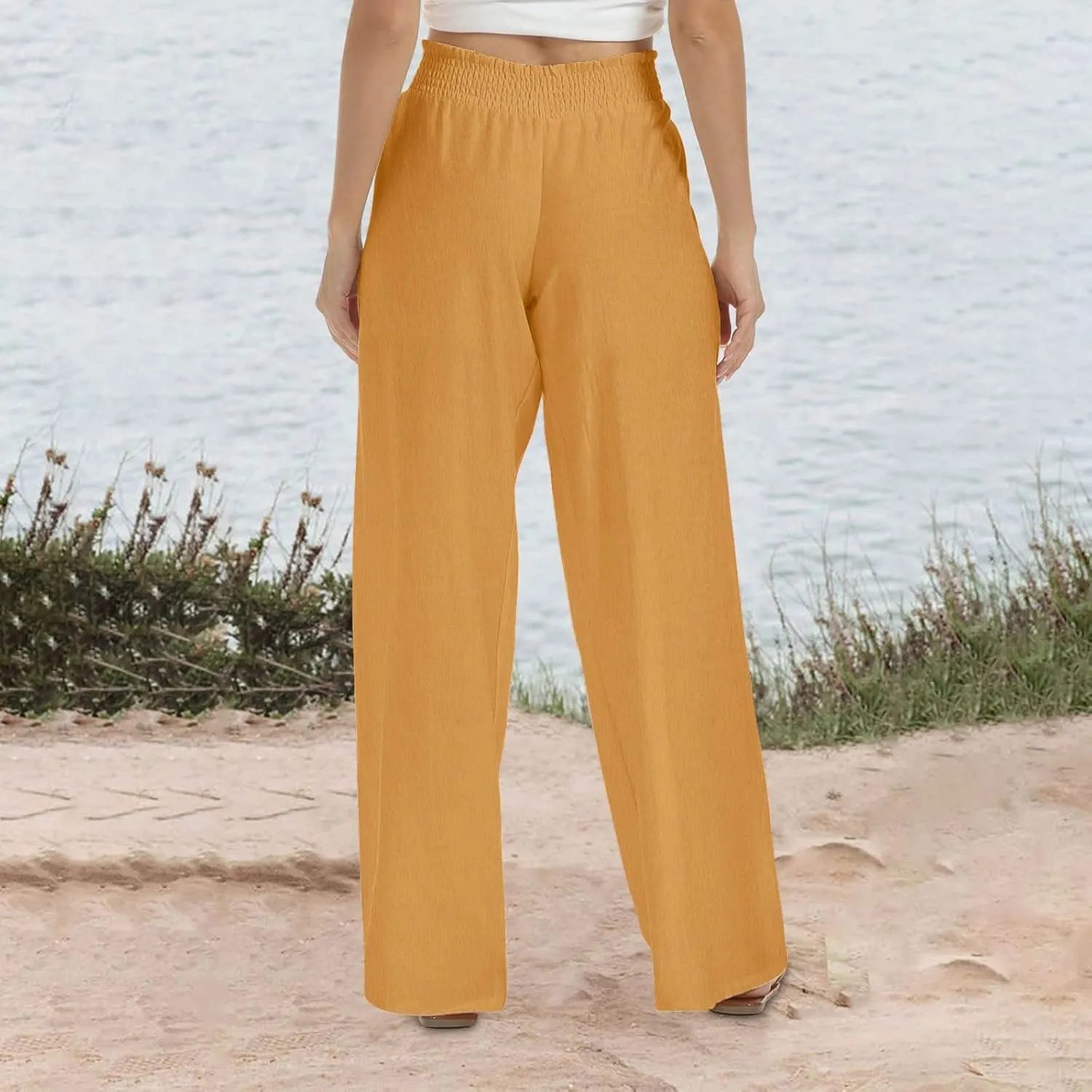 TARIENDY Palazzo Pants for Women Casual Long Pant Loose Comfy Summer High Waisted Wide Leg Beach Trousers with Pockets