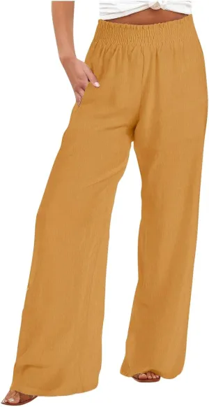 TARIENDY Palazzo Pants for Women Casual Long Pant Loose Comfy Summer High Waisted Wide Leg Beach Trousers with Pockets