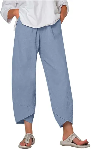 TARIENDY Summer Pants for Women Plus Size Wide Leg High Waisted Trousers Casual Beach Pant Lounge Vacation Outfits 2025