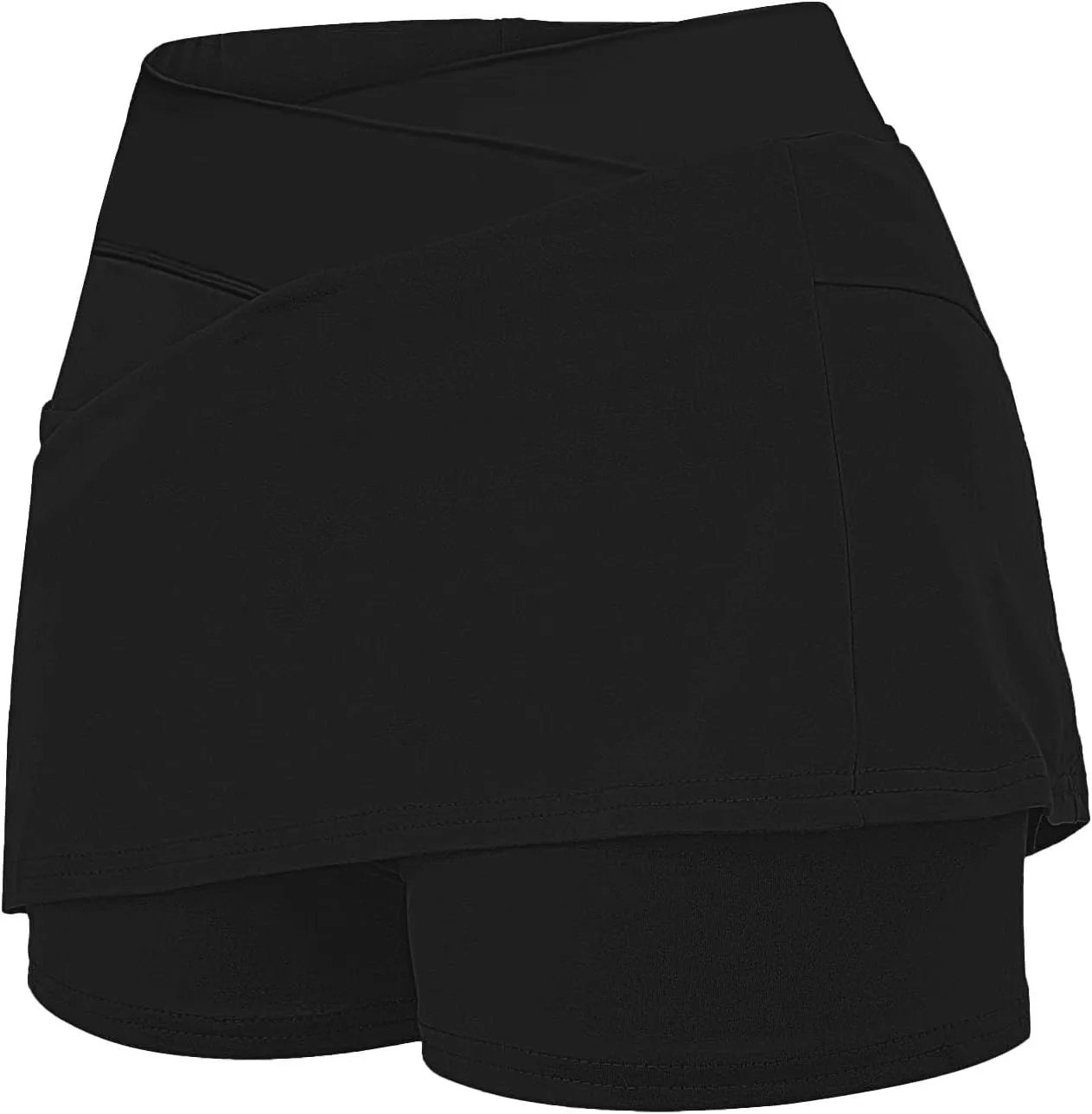 Tennis Skirt for Women Crossover High Waisted Pleated Golf Skorts Athletic Workout Skirts Knee Length Skorts Skirts