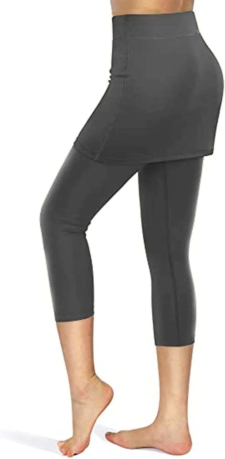 Tennis Skirted Leggings with Pockets for Women Active Skort Athletic Ruffle Pleated Golf Skapri with Skirt 2025