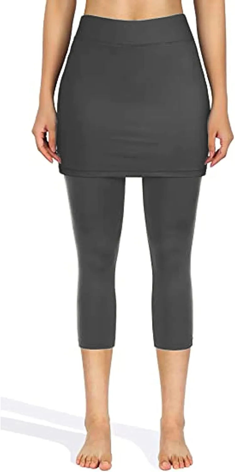 Tennis Skirted Leggings with Pockets for Women Active Skort Athletic Ruffle Pleated Golf Skapri with Skirt 2025
