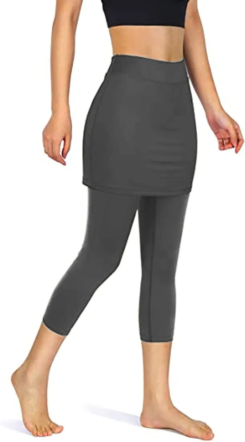 Tennis Skirted Leggings with Pockets for Women Active Skort Athletic Ruffle Pleated Golf Skapri with Skirt 2025