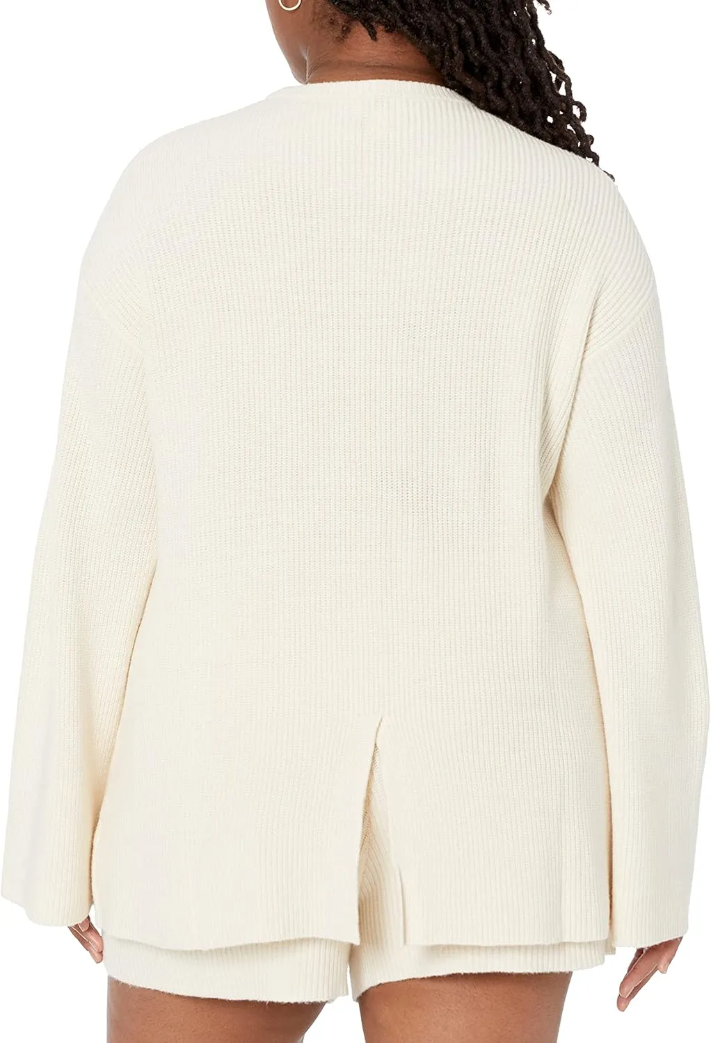 The Drop Women's Alice Crew-Neck Back-Slit Ribbed Pullover Sweater