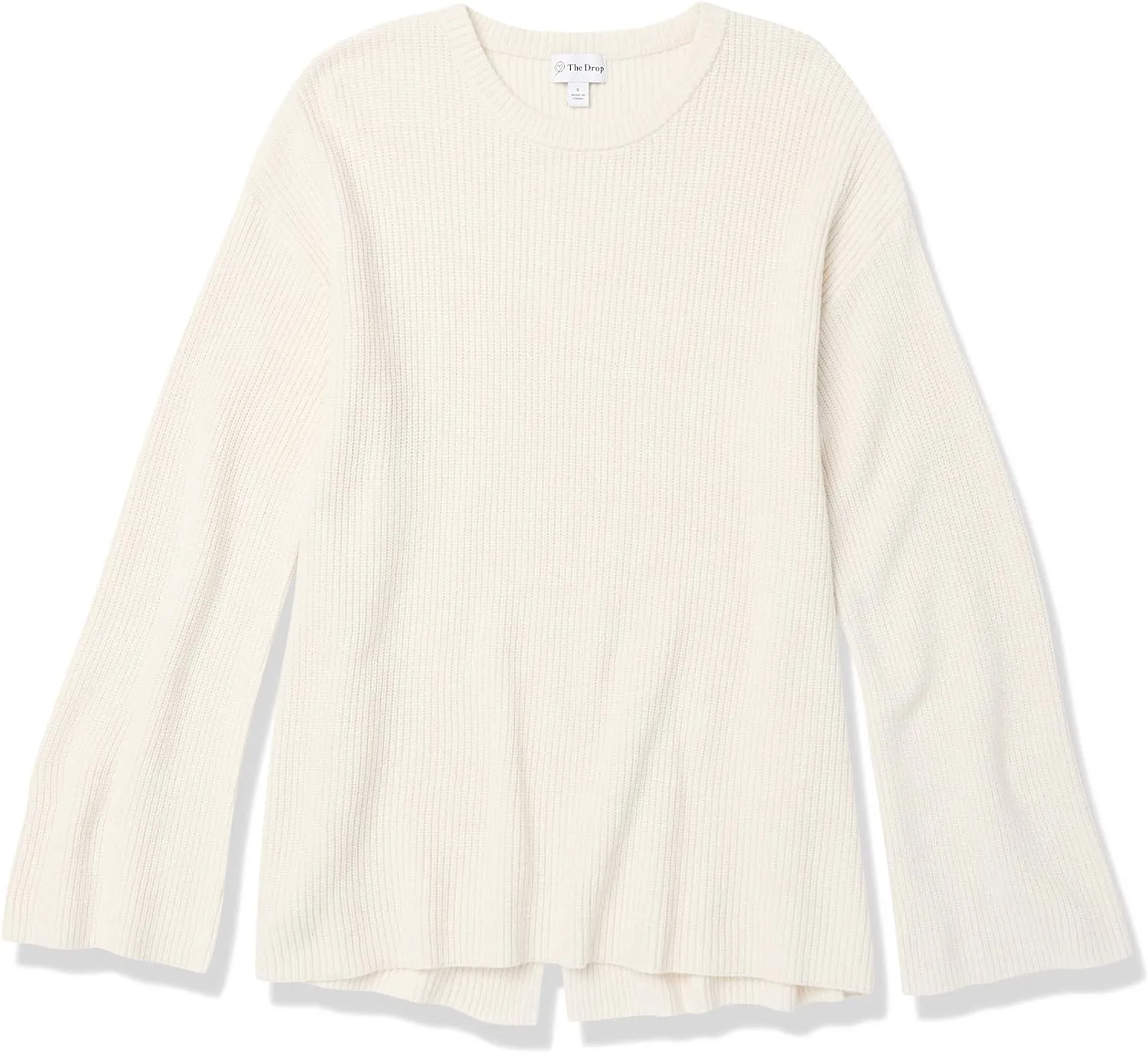 The Drop Women's Alice Crew-Neck Back-Slit Ribbed Pullover Sweater