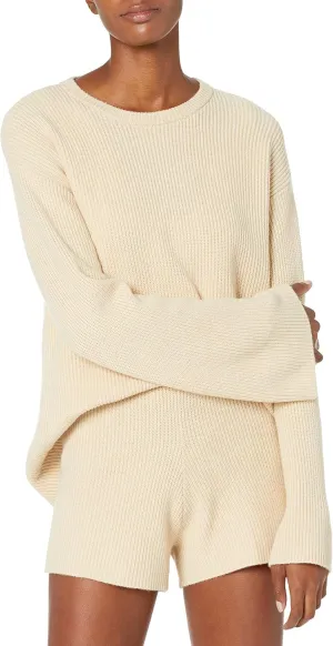 The Drop Women's Alice Crew-Neck Back-Slit Ribbed Pullover Sweater