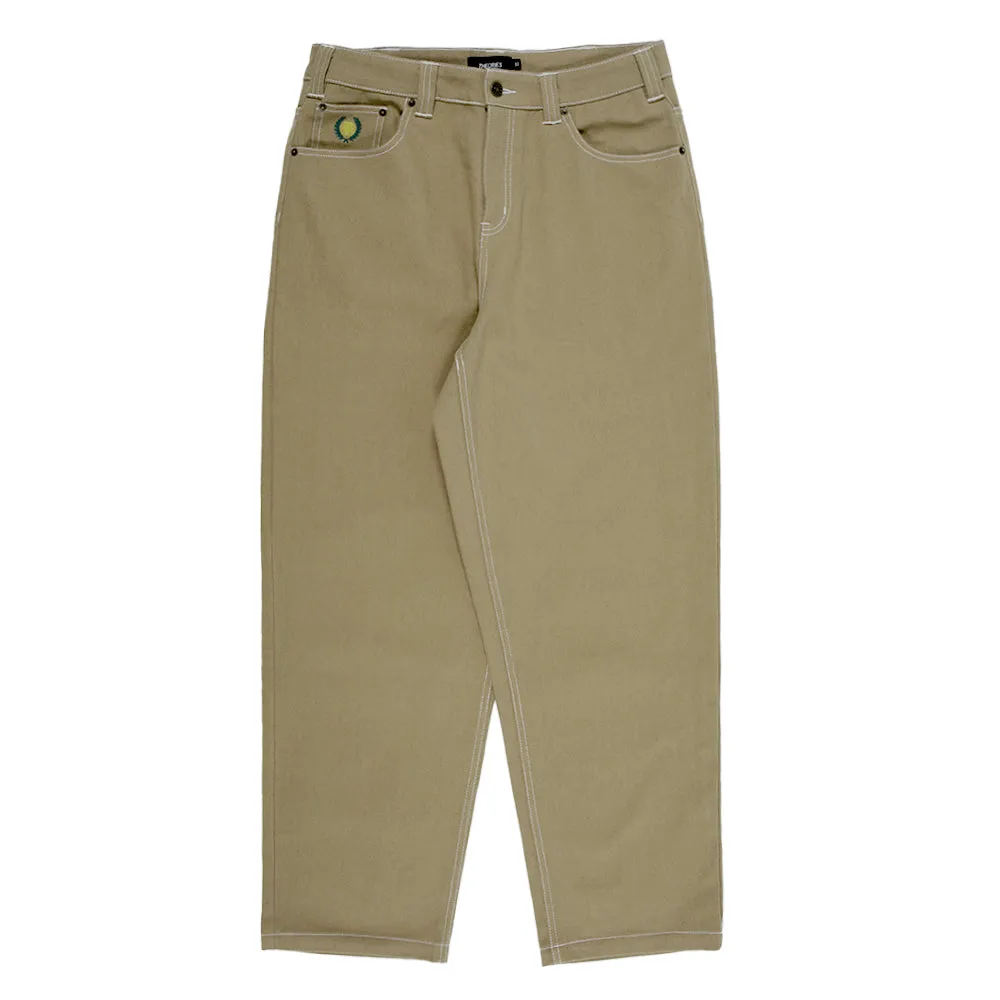 Theories Plaza Jeans Khaki Contrast Stitch