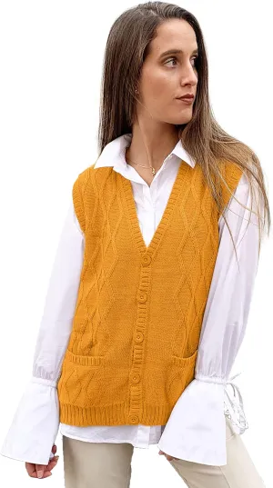 TINKUY Peru Womens Alpaca Wool V Neck Argyle Cardigan Vest S-4XL