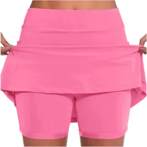 Today's Clearance Tennis Skorts for Women with Pocket 2024 Summer Elastic High Waisted Athletic Golf Running Skirt,Skirt with Shorts Underneath Womens Jean Shorts,Hot Pink,S