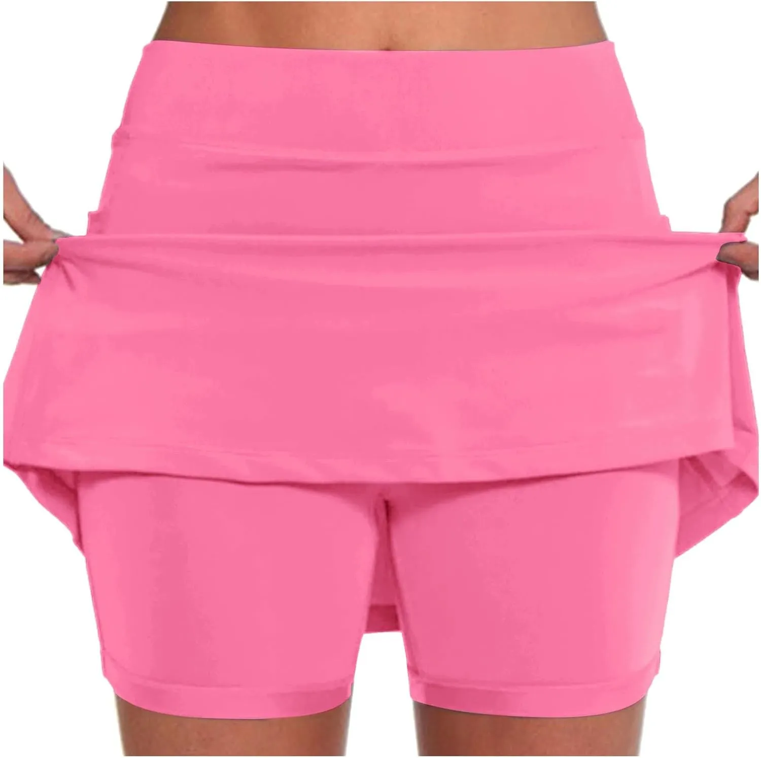 Today's Clearance Tennis Skorts for Women with Pocket 2024 Summer Elastic High Waisted Athletic Golf Running Skirt,Skirt with Shorts Underneath Womens Jean Shorts,Hot Pink,S