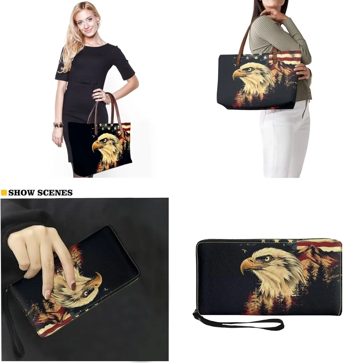 Top Handle Purse for Women, Large Tote Handbag With PU Wallet Set