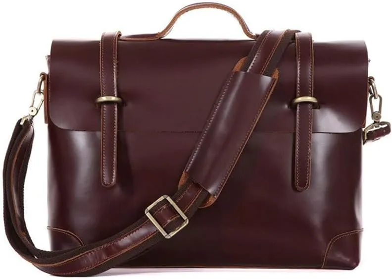 Top Layer Cowhide Shoulder Bag Crossbody Bag Patent Leather Vintage Portable Backpack