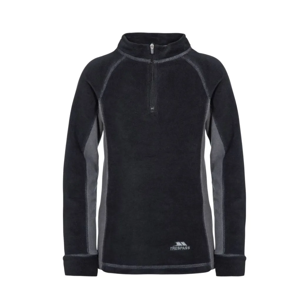 Trespass Bubbles Kids Microfleece Thermal Base Layer Set, Black