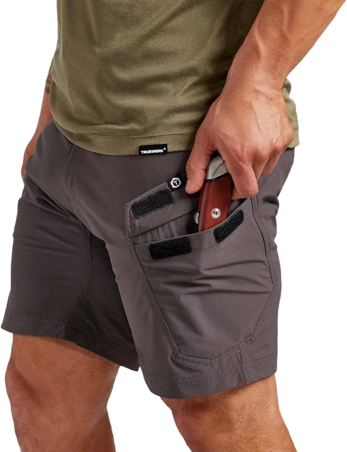 TRUEWERK Mens Work Shorts - T1 Werkshorts, Moisture Wicking, Multi-Pocket, Tactical Cargo Shorts with 4-Way Stretch