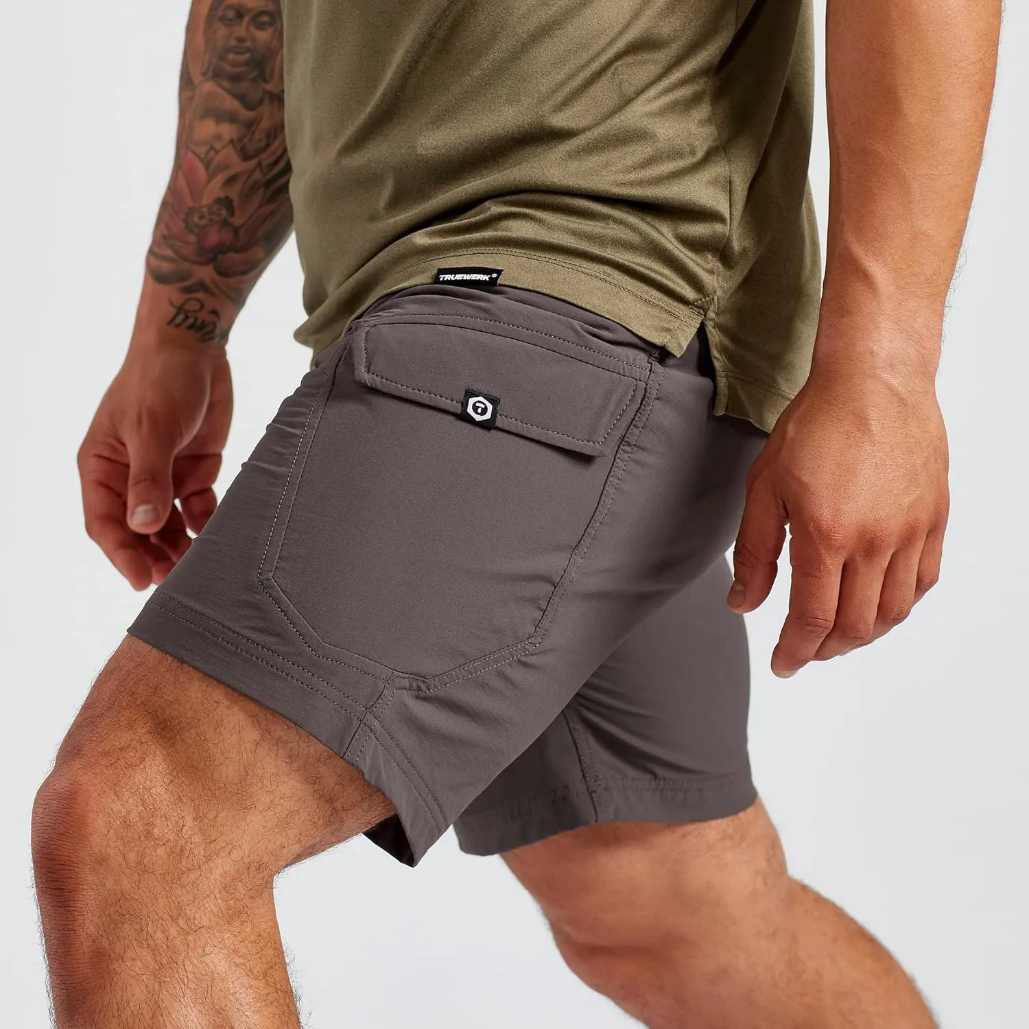 TRUEWERK Mens Work Shorts - T1 Werkshorts, Moisture Wicking, Multi-Pocket, Tactical Cargo Shorts with 4-Way Stretch