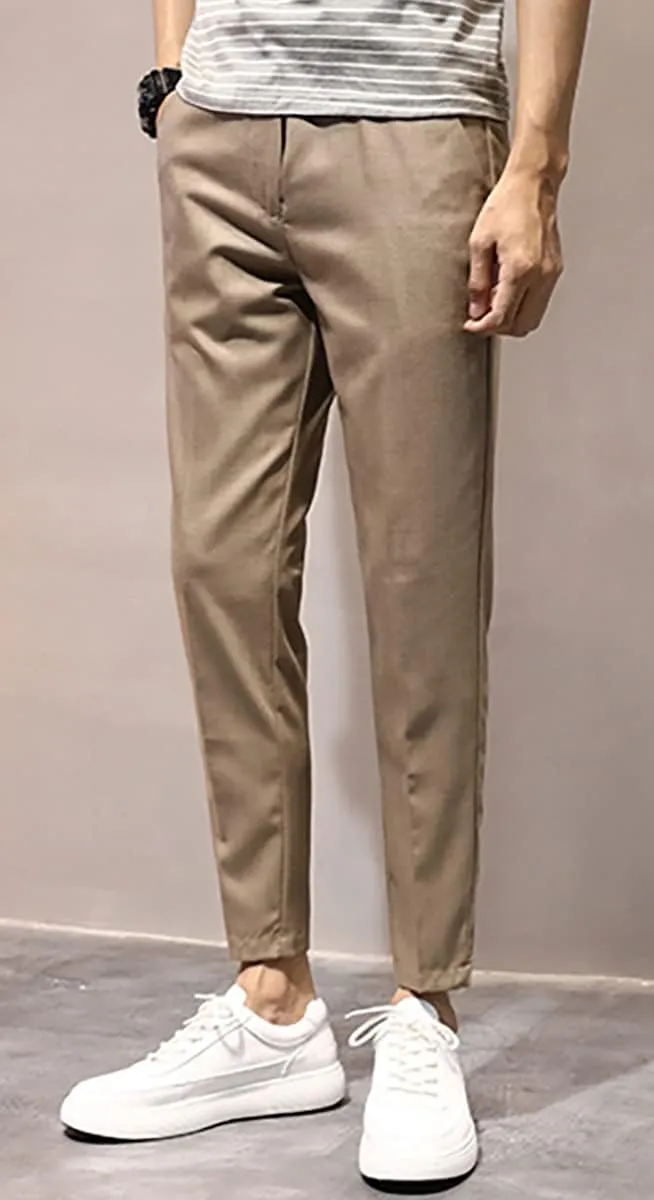 utcoco Men's Cropped Suit Pants Slim-Fit Ankle Length Dress Pants