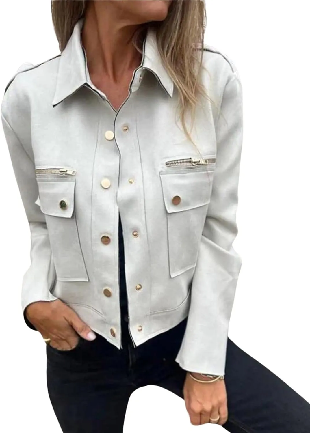 utcoco Womens Cropped Suede Leather Jacket Fashion Motorcycle Bomber Jackets Fall Winter Coats for Women 2025
