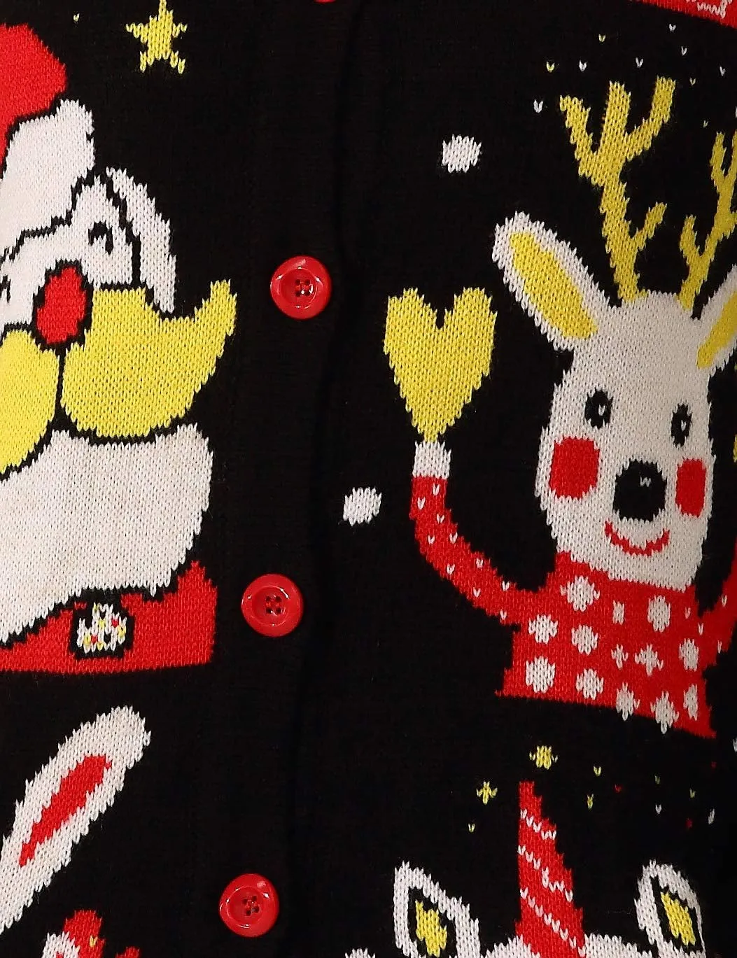v28 Ugly Christmas Sweater for Women Reindeer Funny Merry Knit Sweaters Cardigan