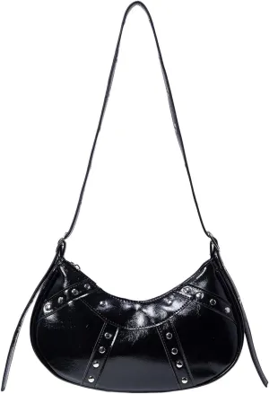 Verdusa Women's Punk Studded PU Leather Shoulder Handbags Top Handle Underarm Bag