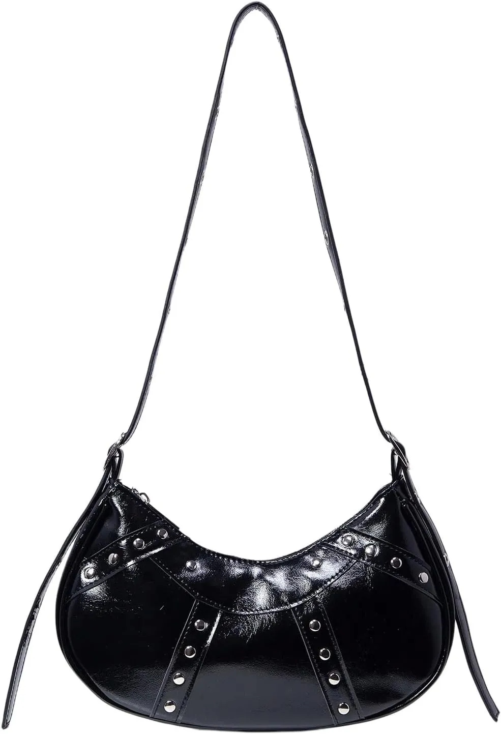 Verdusa Women's Punk Studded PU Leather Shoulder Handbags Top Handle Underarm Bag