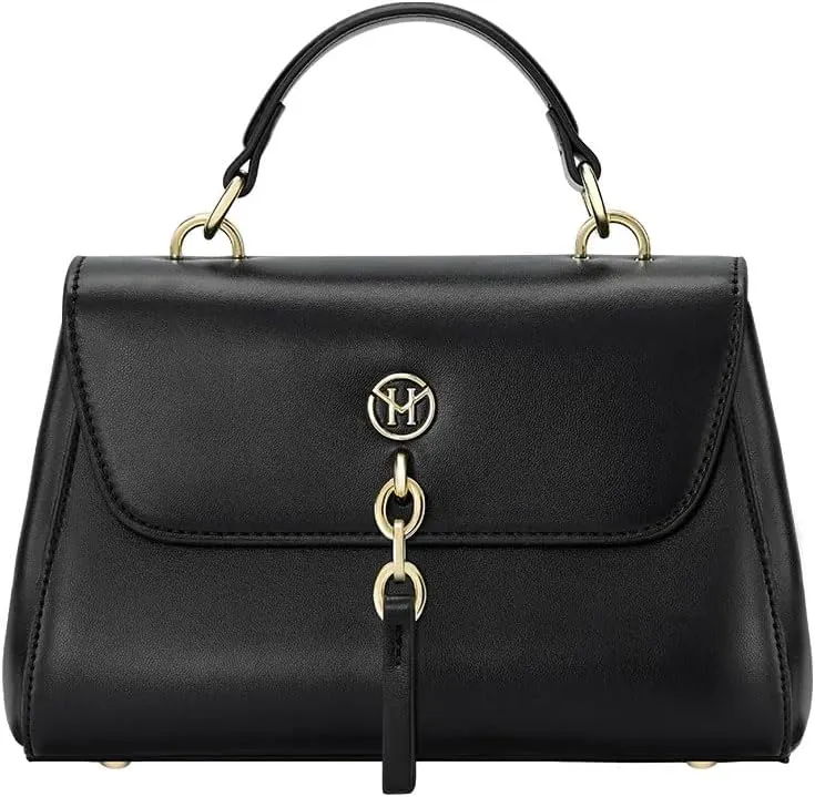 VICTORIA HYDE Women's Small Satchel Handbag Crossbody Purse Top Handle Bag (Black)