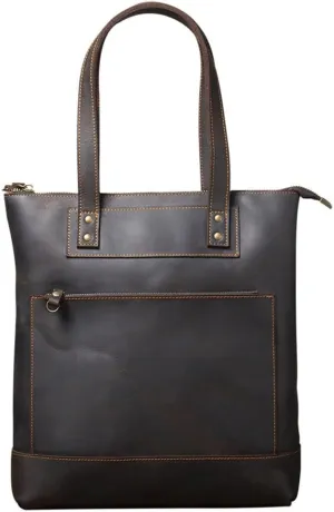 Vintage Top Layer Cowhide Tote Bag Men's Hand-made Tote Shoulder Bag