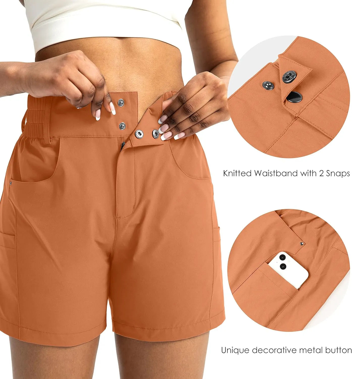 Viodia Women's 5" Hiking Golf Shorts with Pockets High Waist Stretch Cargo Short Shorts for Women Casual Summer