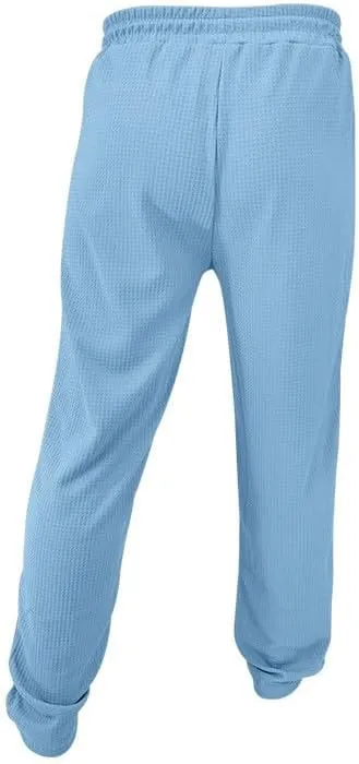 Waffle Pants for Men Plus Size Drawstring Elastic Waist Trousers with Pockets Summer Loose Lightweight Beach Pant