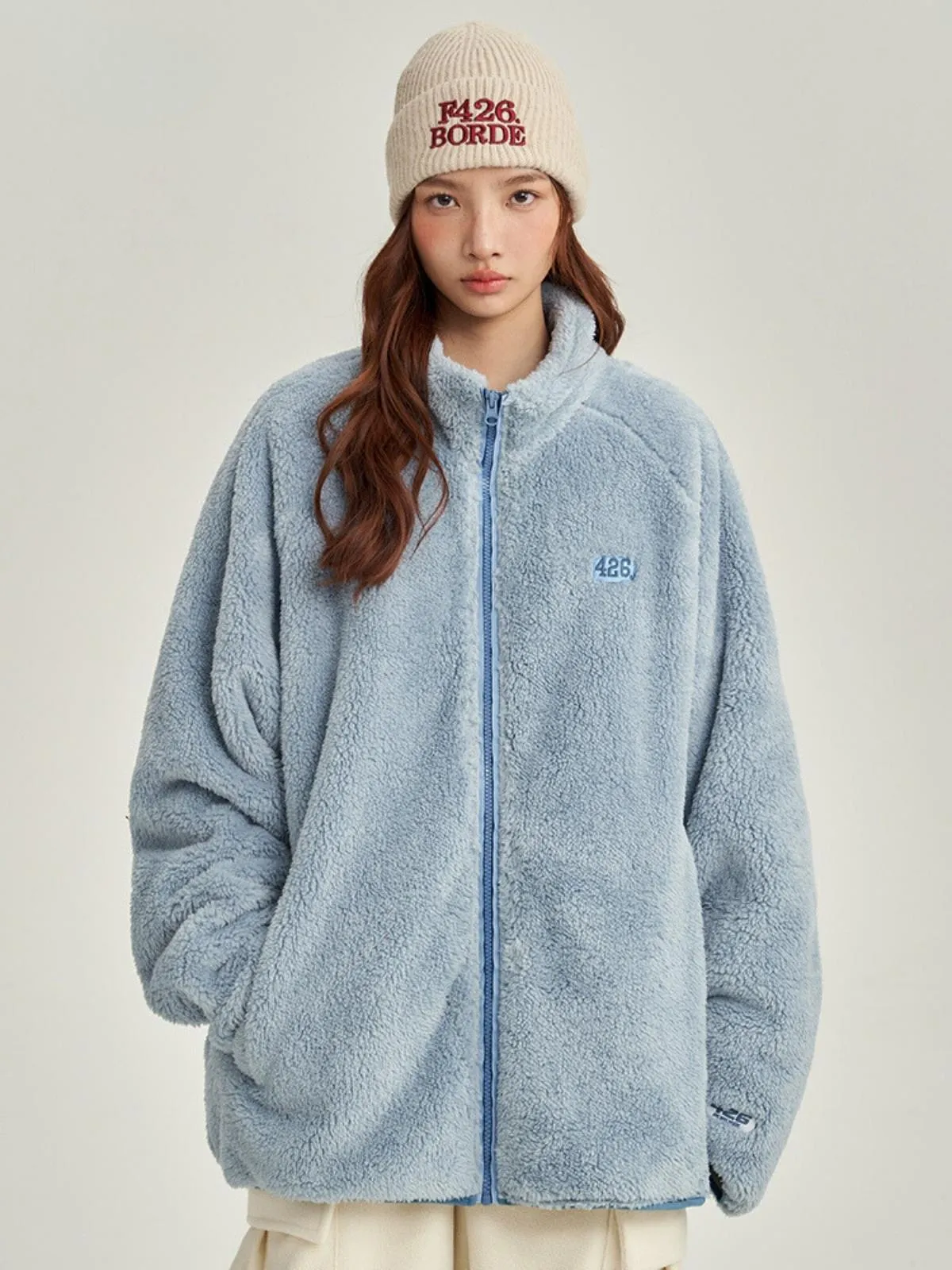 We Love Street Loose Soft Coral Velvet Plush Jacket