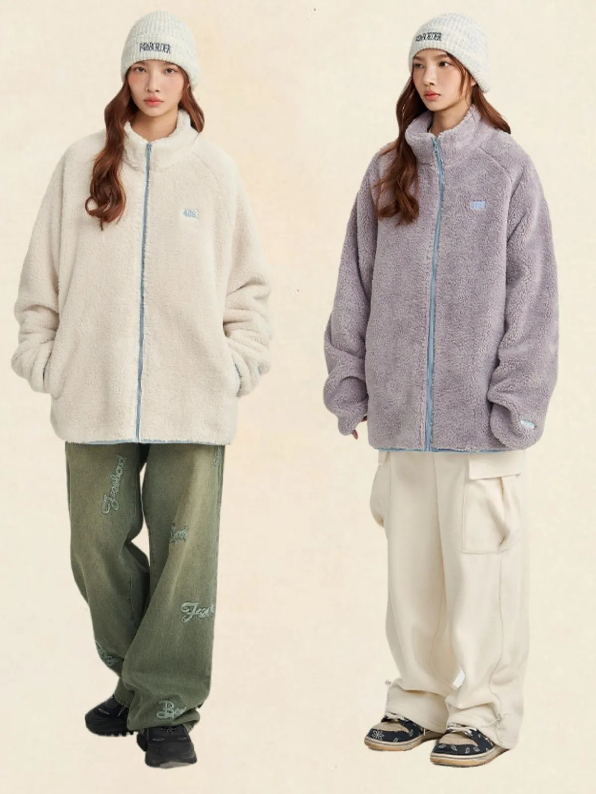 We Love Street Loose Soft Coral Velvet Plush Jacket